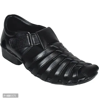 Stylish Black Leather Sandal-thumb0