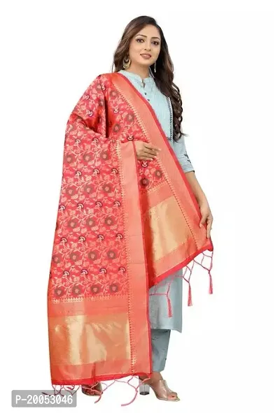 Stylish Green  Banarasi Silk Printed Dupattas For Women-thumb0