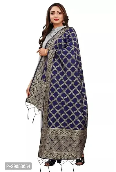 Stylish Blue Banarasi Silk Printed Dupattas For Women-thumb0