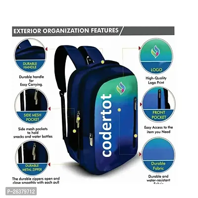 Codetrot Unisex New 25 Liter Capacity 4 Compartment Waterproof Laptop Bag/Backpack for School/College/Office Bag For Men and Women (Black  Blue)-thumb2