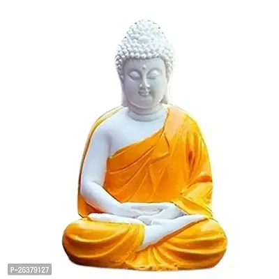 Codetrot Premium Handcrafted Polyresin Sitting Meditation Dhyan Buddha Statue Showpiece | Lord Buddha Idol | Small Lord Buddha Statue | Buddha Idol Decorative Showpiece for Home  Office. (Orange)