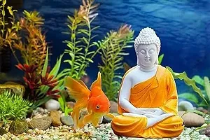 Codetrot Premium Handcrafted Polyresin Sitting Meditation Dhyan Buddha Statue Showpiece | Lord Buddha Idol | Small Lord Buddha Statue | Buddha Idol Decorative Showpiece for Home  Office. (Orange)-thumb1