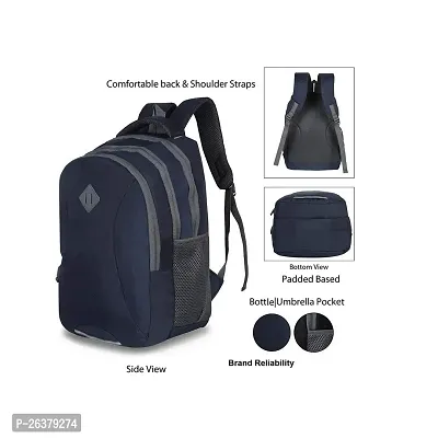 FASHION SHINE Polyester Casual Laptop Bags/Backpack for Men with Adjustable Strap Travel Backpacks Laptop Bag for Women Men (Navy)-thumb4