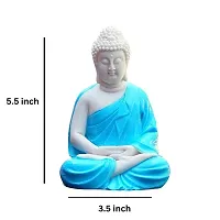 Codetrot Handcrafted Polyresin Sitting Meditation Dhyan Buddha Statue Showpiece Lord Buddha Idol (White  Orange, 14 cm). (Blue)-thumb3