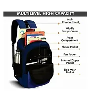 Codetrot Unisex New 25 Liter Capacity 4 Compartment Waterproof Laptop Bag/Backpack for School/College/Office Bag For Men and Women (Black  Blue)-thumb3