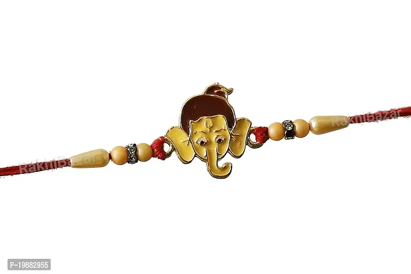 Ghanshyam Rakhi?-Metal Ganesh Face Cartoon With Beads, Diamond Rakhi For Kids rakhi (set of 1 Chocolate)-thumb2