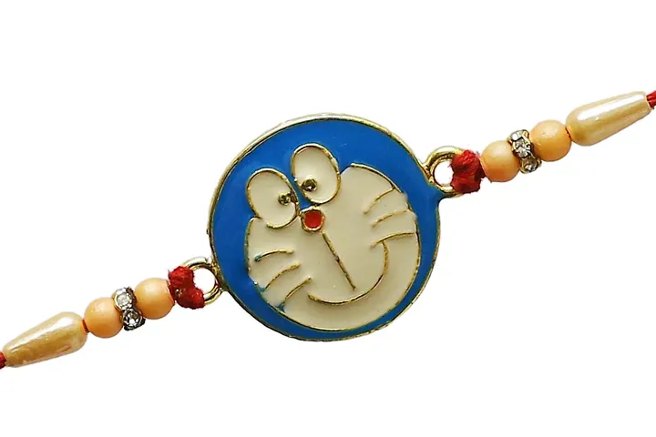 Ghanshyam Rakhi?-Cute cartoon metal plated with beads for kids rakhi (set of 1 with chocolate)