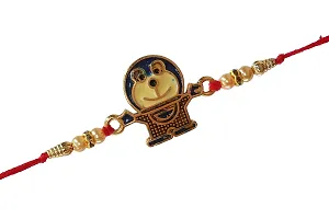 Ghanshyam Rakhi?-Metal doreamon with pearls and dimond ring rakhi for lovely bro kids rakhi (set of 1 with chocolate)-thumb1