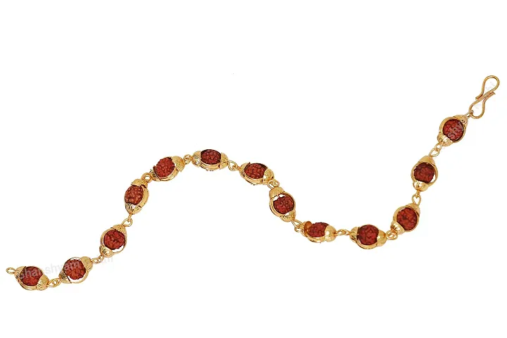 Ghanshyam Rakhi ? - Plated Brass Rudraksha chain bracelet rakhi (Gold_50 gram-pack of 1)