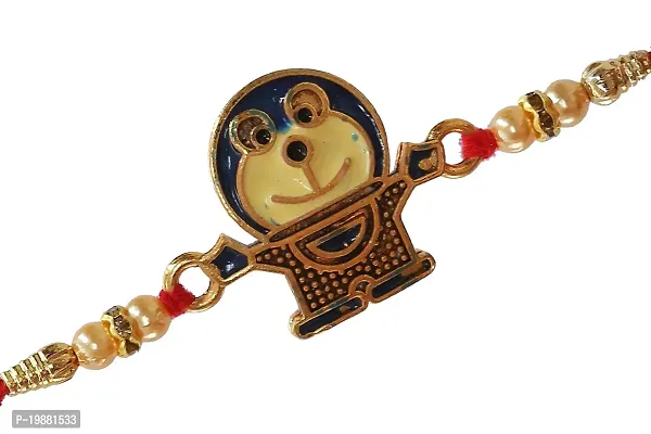 Ghanshyam Rakhi?-Metal doreamon with pearls and dimond ring rakhi for lovely bro kids rakhi (set of 1 with chocolate)-thumb0