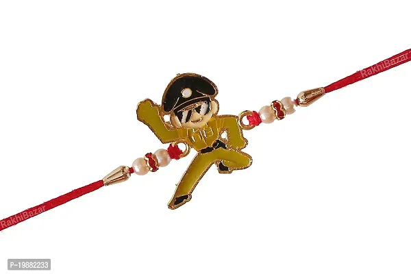 Ghanshyam Rakhi?-Singham Cartoon rakhi for sweet kids with beads, pearls kids rakhi (set of 1 with chocolate)-thumb2