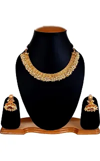 NMJ Jewellery Exclusive Gold Plated Pearl Studded Traditional Temple Necklace Set for Women/Jewellery Set with Earrings for Girls and Women-thumb1