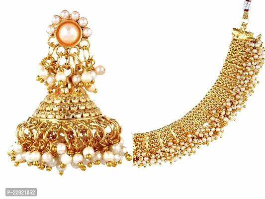 NMJ Jewellery Exclusive Gold Plated Pearl Studded Traditional Temple Necklace Set for Women/Jewellery Set with Earrings for Girls and Women-thumb3