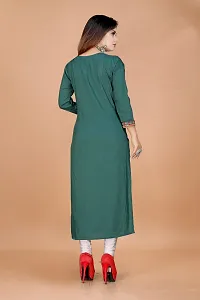 Stylish A-Line Teal Cotton Embroidered Kurta-thumb1