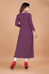 Stylish A-Line Purple Cotton Embroidered Kurta-thumb1