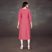 Stylish A-Line Pink Cotton Embroidered Kurta-thumb1