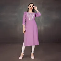 Stylish A-Line Lavender Cotton Embroidered Kurta-thumb2