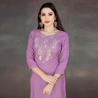 Stylish A-Line Lavender Cotton Embroidered Kurta-thumb4