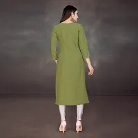 Stylish A-Line Green Cotton Embroidered Kurta-thumb1