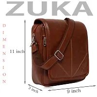 ZUKA PU Leather Sling Cross Body Travel Office Business Messenger One Side Shoulder Bag for Men Women (Black) (Tan)-thumb1