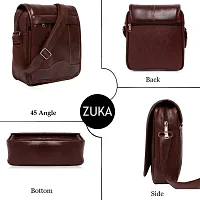 ZUKA PU Leather Sling Cross Body Travel Office Business Messenger One Side Shoulder Bag for men and women (Brown)-thumb4