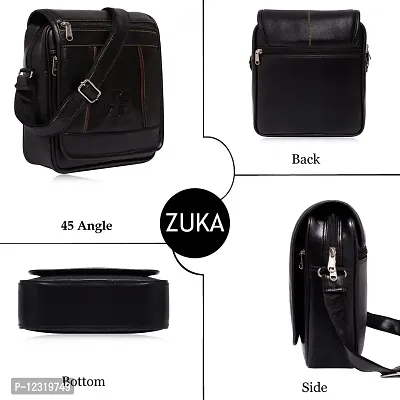 ZUKA Casual Crossbody Synthetic Leather Men Sling Bag (Black)-thumb3
