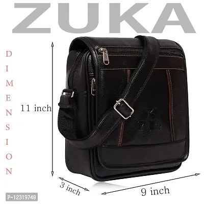 ZUKA Casual Crossbody Synthetic Leather Men Sling Bag (Black)-thumb2