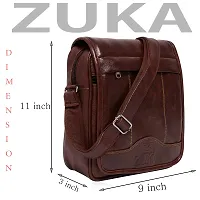 ZUKA PU Leather Sling Cross Body Travel Office Business Messenger One Side Shoulder Bag for men and women (Brown)-thumb1