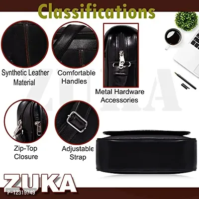 ZUKA Casual Crossbody Synthetic Leather Men Sling Bag (Black)-thumb4