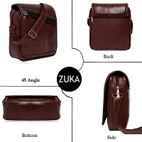 ZUKA PU Leather Sling Cross Body Travel Office Business Messenger One Side Shoulder Bag for Men Women (Brown)-thumb4