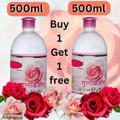 Pure  Herbal Rose water for face freshness and Face toner 500ml Each, Pack of 2-thumb0
