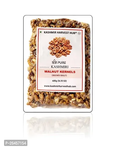 Kashmir Harvest Hub Pure Kashmiri Walnut Kernels | Brown Half | Without Shell | Akhrout Giri | Vaccum Packed | Authentic | Natural And Premium | A+ Grade - 400G (Pack Of 1)