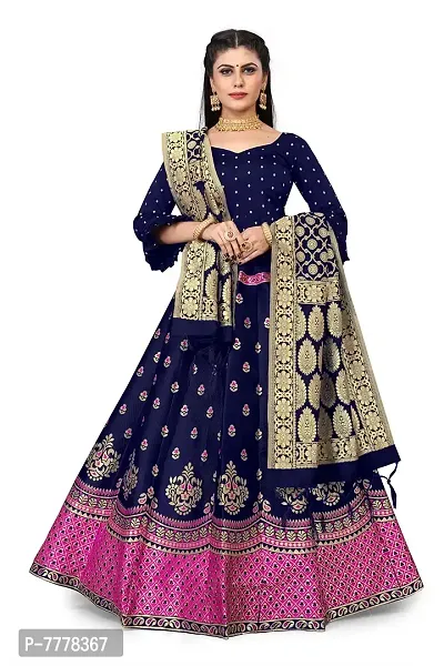 Latest Designer Banarasi Brocade Pink Lehenga Padded Blue Blouse Banarasi  Dupatta Lehenga Choli Party Wear Lehengas for Women Choli - Etsy