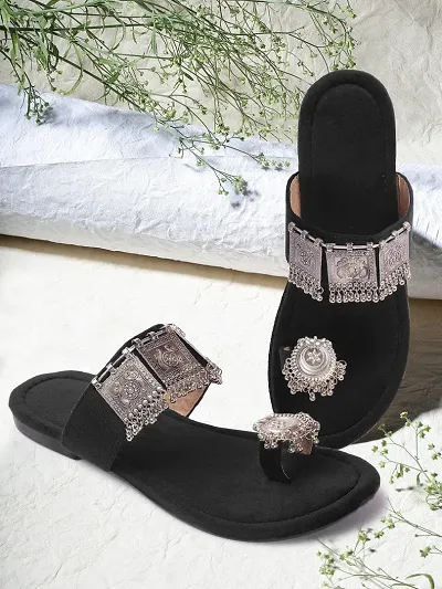 Buy Elegant Black Velvet Fashion Flats Slipper For Women Online In