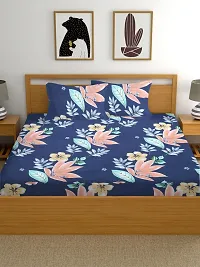 Blue Flower Stylish Fitted Bedsheet-thumb1