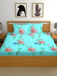 Blue Leaf Stylish Fitted Bedsheet-thumb3