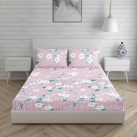 Printed Glace Cotton Double Bedsheet with 2 Pillow Cover