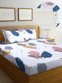 WHITE CREAMY PATTA FITTED BEDSHEET-thumb3