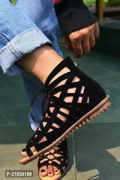 Black Gladiator Sandals for women-thumb0