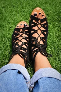 Black Gladiator Sandals for women-thumb2