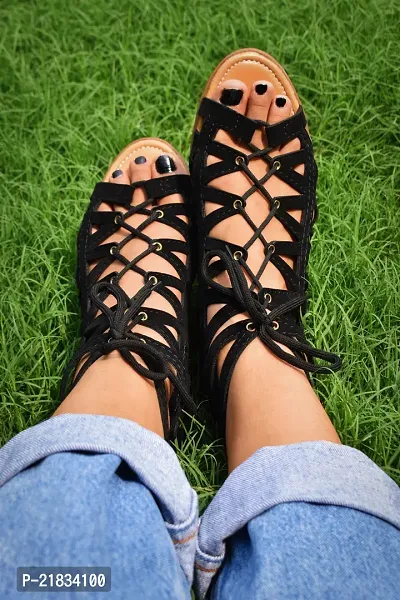 Black Gladiator Sandals for women-thumb3