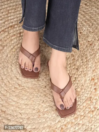 RAHEGAS Women Brown Flats Sandal
