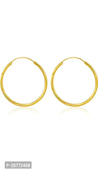 GOLD PLATED HOOPS BALI EARRINGS FOR WOMEN  GIRLS PACK OF 2 PAIR-thumb0