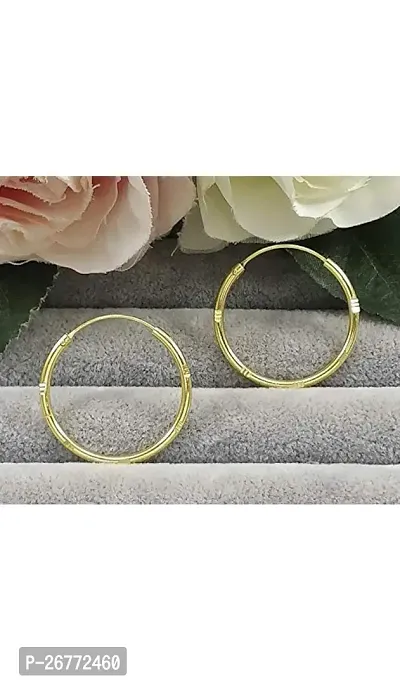 GOLD PLATED HOOPS BALI EARRINGS FOR WOMEN  GIRLS PACK OF 2 PAIR-thumb3