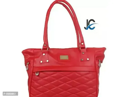 Stylish Red PU Self Pattern Handbags For Women-thumb0