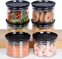 Round Shape Plastic Storage Jar and Container Set I Air Tight  BPA Free 500 Ml Each, Set 6, Black-thumb2