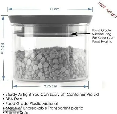 Round Shape Plastic Storage Jar and Container Set I Air Tight  BPA Free 500 Ml Each, Set 6, Black-thumb4