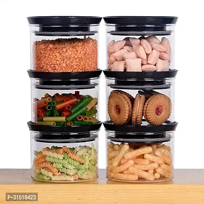 Plastic Storage Jar and Container Set I Air Tight  BPA Free Containers 500 Ml Each, Set 6, Black