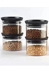 Plastic Storage Jar and Container Set I Air Tight  BPA Free 500 Ml Each, Set 4, Black-thumb3