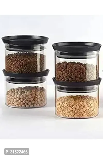 Plastic Storage Jar and Container Set I Air Tight  BPA Free 500 Ml Each, Set 4, Black-thumb4